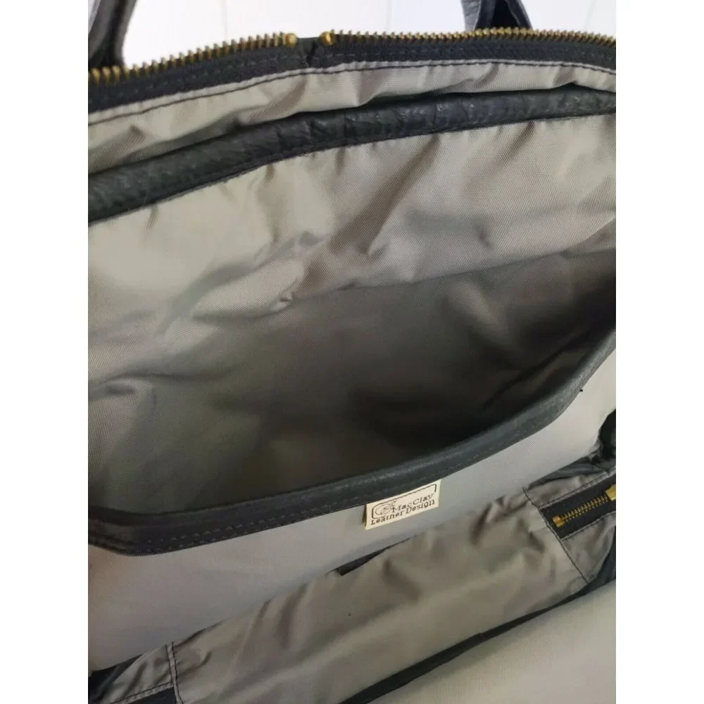 MacClay Leather Design Black Leather Laptop Briefcase Tote Bag‎ Attache